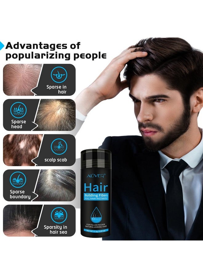 Aliver Hair Fibers for Thinning Hair - Black - 27.5Gr,Undetectable Natural Formula, Thicker Fuller Hair in 15 Seconds, Conceals Hair Loss, Look Younger, for Men & Women Patchy Bald Spot,Crown