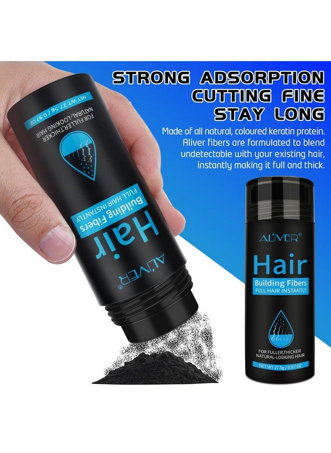 Aliver Hair Fibers for Thinning Hair - Black - 27.5Gr,Undetectable Natural Formula, Thicker Fuller Hair in 15 Seconds, Conceals Hair Loss, Look Younger, for Men & Women Patchy Bald Spot,Crown