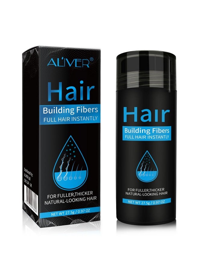 Aliver Hair Fibers for Thinning Hair - Black - 27.5Gr,Undetectable Natural Formula, Thicker Fuller Hair in 15 Seconds, Conceals Hair Loss, Look Younger, for Men & Women Patchy Bald Spot,Crown