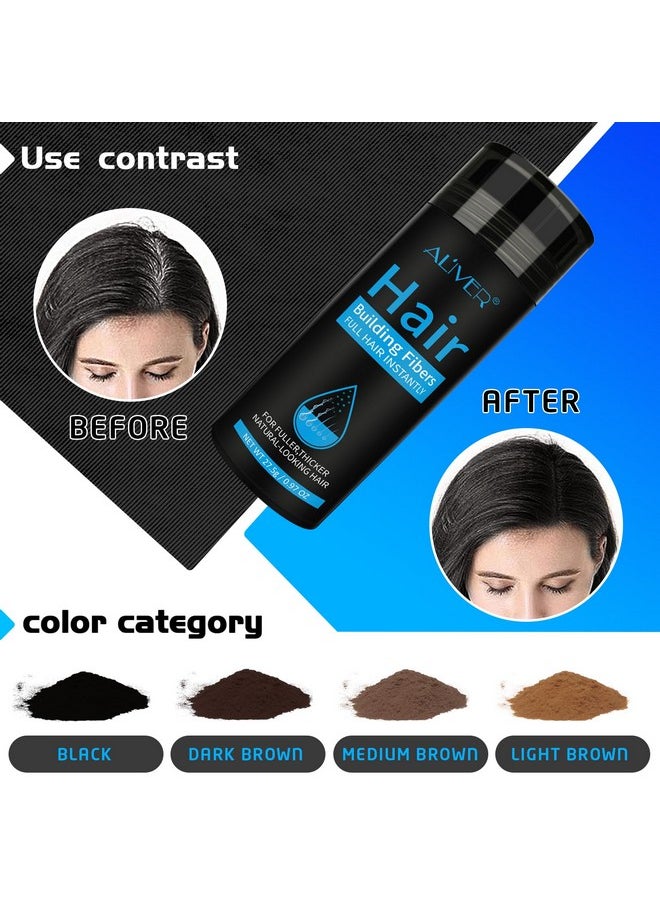 Aliver Hair Fibers for Thinning Hair - Black - 27.5Gr,Undetectable Natural Formula, Thicker Fuller Hair in 15 Seconds, Conceals Hair Loss, Look Younger, for Men & Women Patchy Bald Spot,Crown