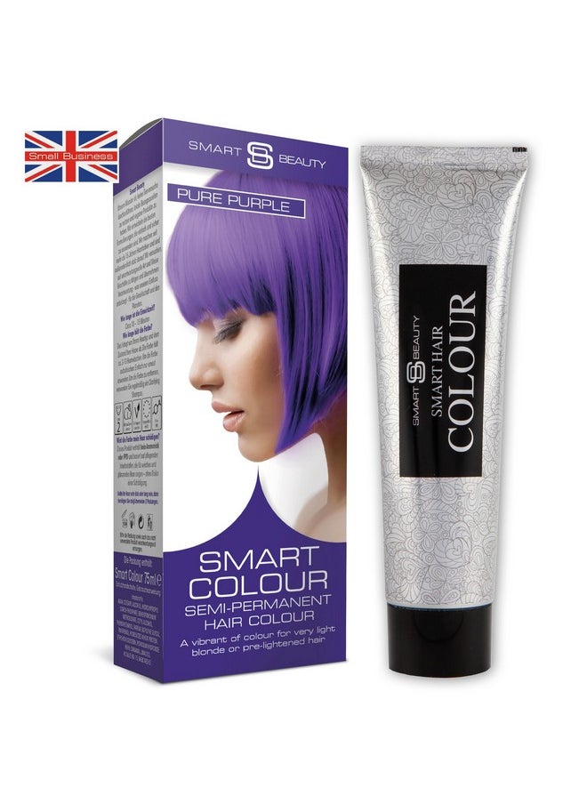 Smart Beauty Purple Hair Dye Semi Permanent, Bright Purple Hair Dye Perfect for Light Blonde, with Non-Drip Pre Mixed Formulation with Hair Conditioning Cream, Hair Colour, Vegan, Cruelty Free