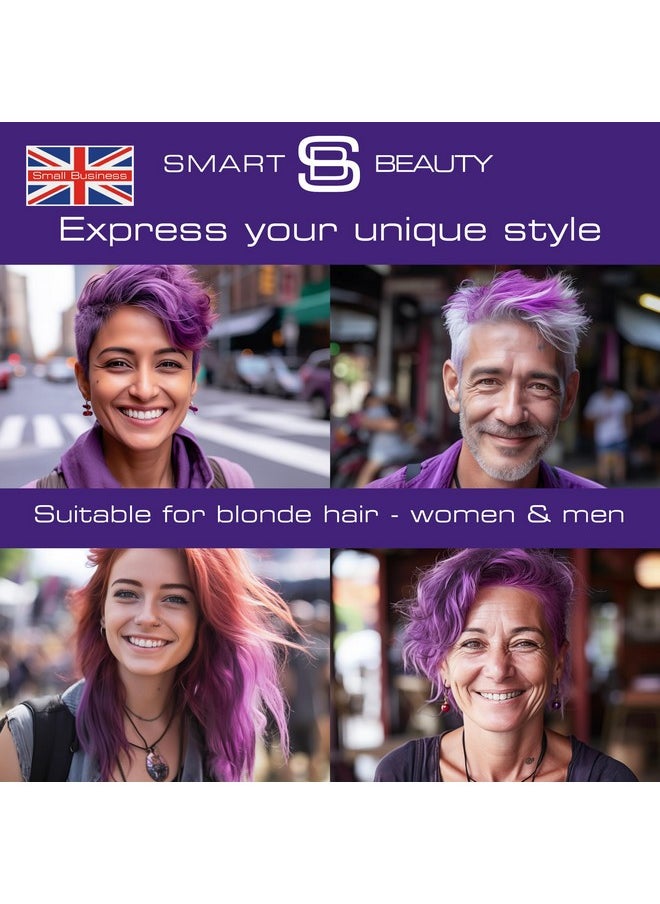 Smart Beauty Purple Hair Dye Semi Permanent, Bright Purple Hair Dye Perfect for Light Blonde, with Non-Drip Pre Mixed Formulation with Hair Conditioning Cream, Hair Colour, Vegan, Cruelty Free