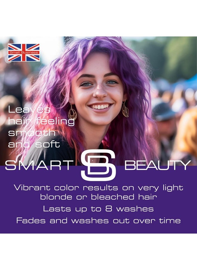 Smart Beauty Purple Hair Dye Semi Permanent, Bright Purple Hair Dye Perfect for Light Blonde, with Non-Drip Pre Mixed Formulation with Hair Conditioning Cream, Hair Colour, Vegan, Cruelty Free