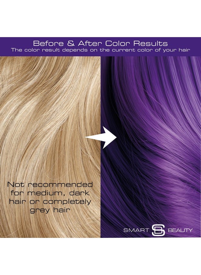 Smart Beauty Purple Hair Dye Semi Permanent, Bright Purple Hair Dye Perfect for Light Blonde, with Non-Drip Pre Mixed Formulation with Hair Conditioning Cream, Hair Colour, Vegan, Cruelty Free
