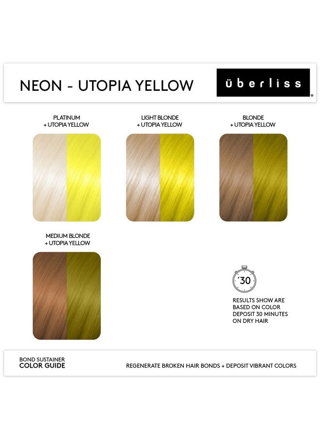 Bond Sustainer Color (Neon Utopia Yellow) 3.7oz Bond - Semi Permanent Direct Dye - Color Depositing Mask - Rebuild Broken Bonds - For Healthy Hair