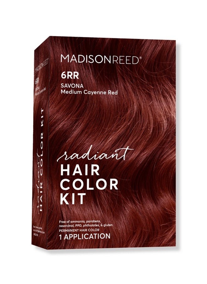 Madison Reed Radiant Hair Color Kit, Medium Cayenne Red, Ammonia-Free, 6RR Savona Scarlet, Permanent Hair Dye, Pack of 1