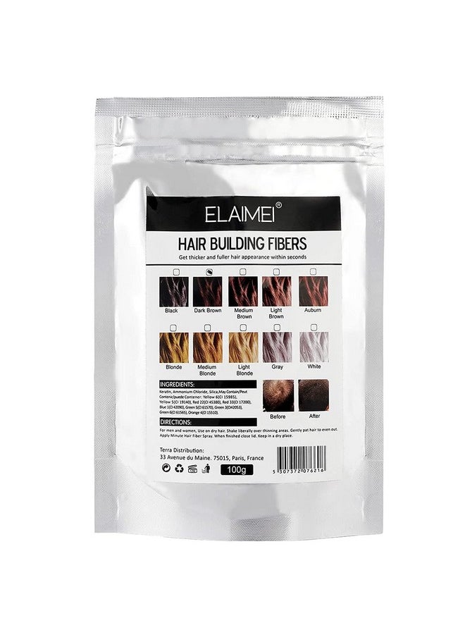 Hair Fibers Spray Refill Powder 100 Grams,Dark Brown,Thinning Fine Hair Loss Concealer,Undetected & Unscented,Refill Exsiting Shaker Bottle