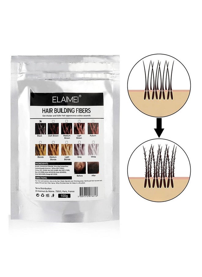 Hair Fibers Spray Refill Powder 100 Grams,Dark Brown,Thinning Fine Hair Loss Concealer,Undetected & Unscented,Refill Exsiting Shaker Bottle