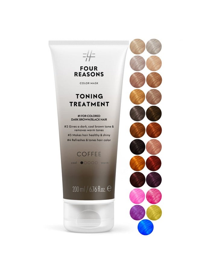 Four Reasons Color Mask - Coffee - (27 Colors) Toning Treatment, Color Depositing Conditioner, Tone & Enhance Color-Treated Hair - Semi Permanent Hair Dye, Vegan and Cruelty-Free, 6.76 fl oz
