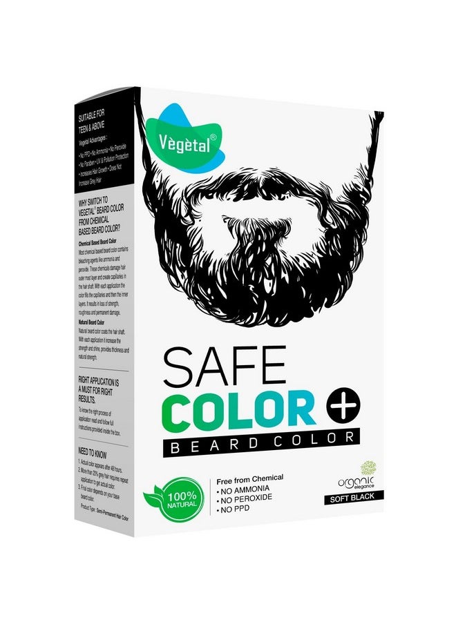 Vegetal Safe Color - Soft Black 25gm - Certified Organic Chemical and Allergy Free Bio Natural Beard Hair Color with No Ammonia Formula for Men