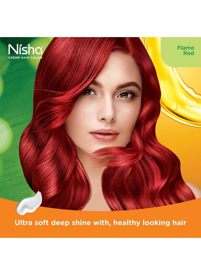 Nisha Creme Hair Color Permanent Hair Dye Color Kit With Improved Creme Formula for 100% Gray Coverage Ammonia Free Hair Color Dye for Rich Bright Long lasting Hair Color (Flame Red, Pack of 1)