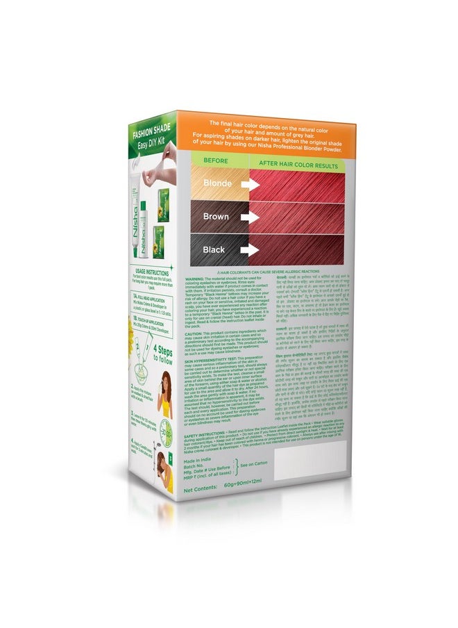 Nisha Creme Hair Color Permanent Hair Dye Color Kit With Improved Creme Formula for 100% Gray Coverage Ammonia Free Hair Color Dye for Rich Bright Long lasting Hair Color (Flame Red, Pack of 1)