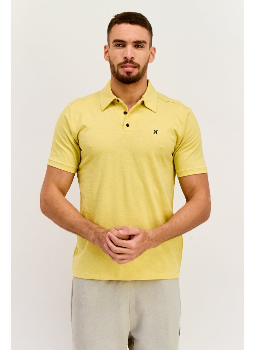 Men Sportswear Fit Short Sleeve Outdoor Polo Shirt, Yellow