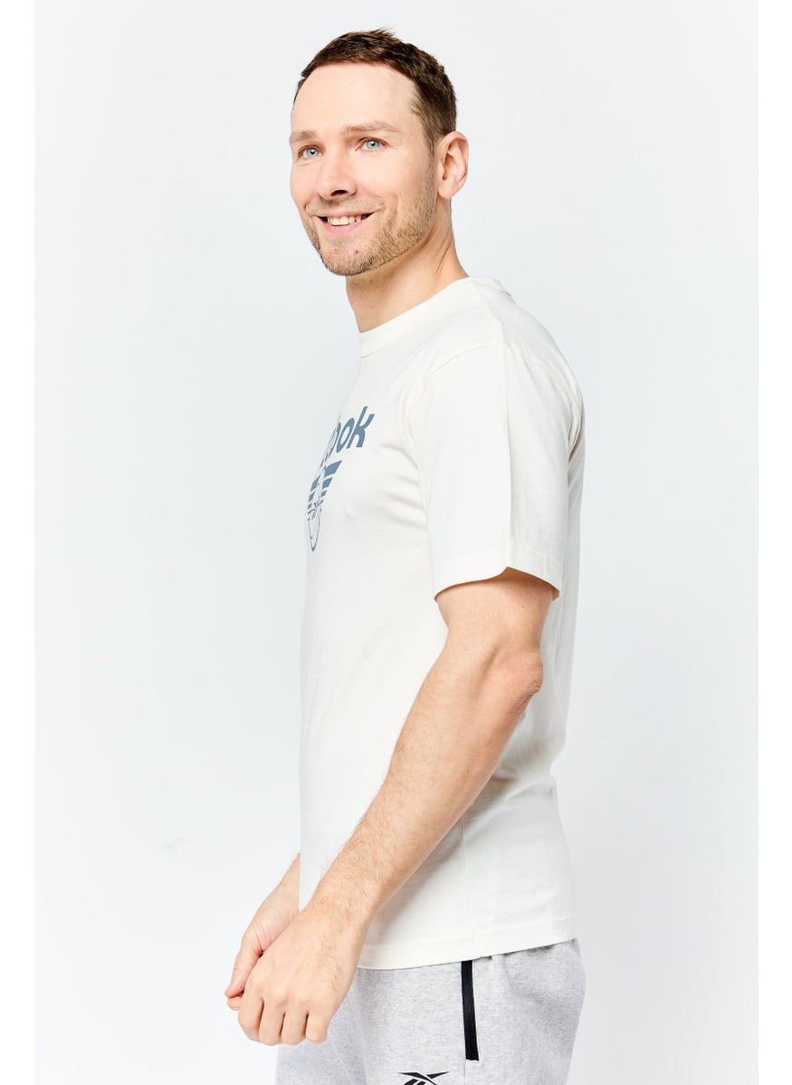 Men Sportswear Fit Short Sleeve Outdoor T Shirt, Off White