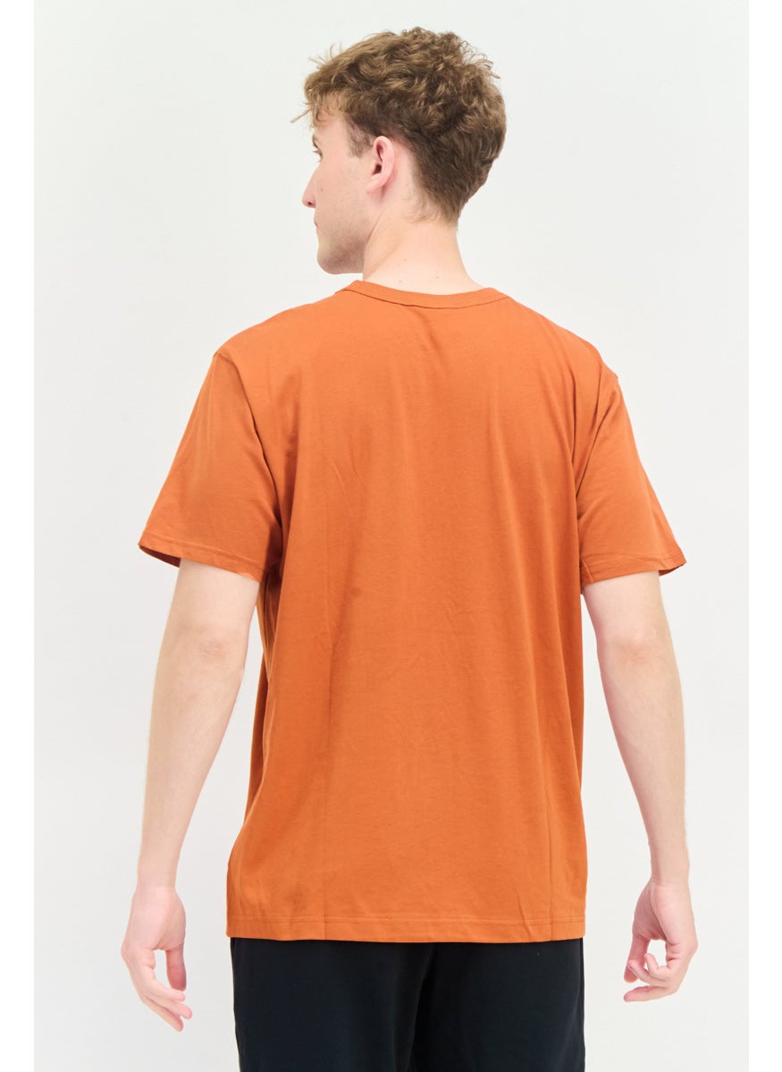 Men Relaxed Fit Short Sleeves Outdoor T-Shirt, Rust