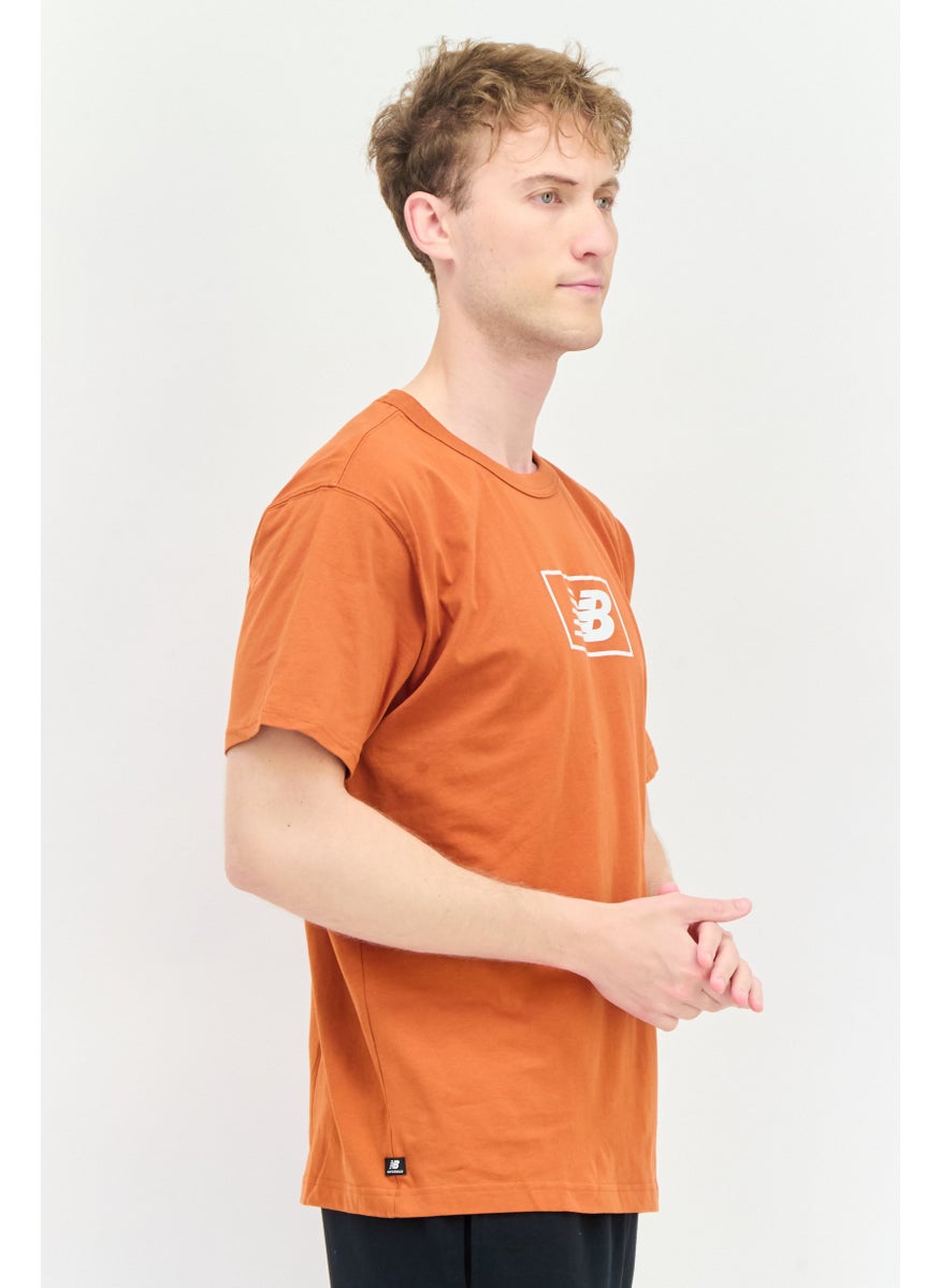 Men Relaxed Fit Short Sleeves Outdoor T-Shirt, Rust