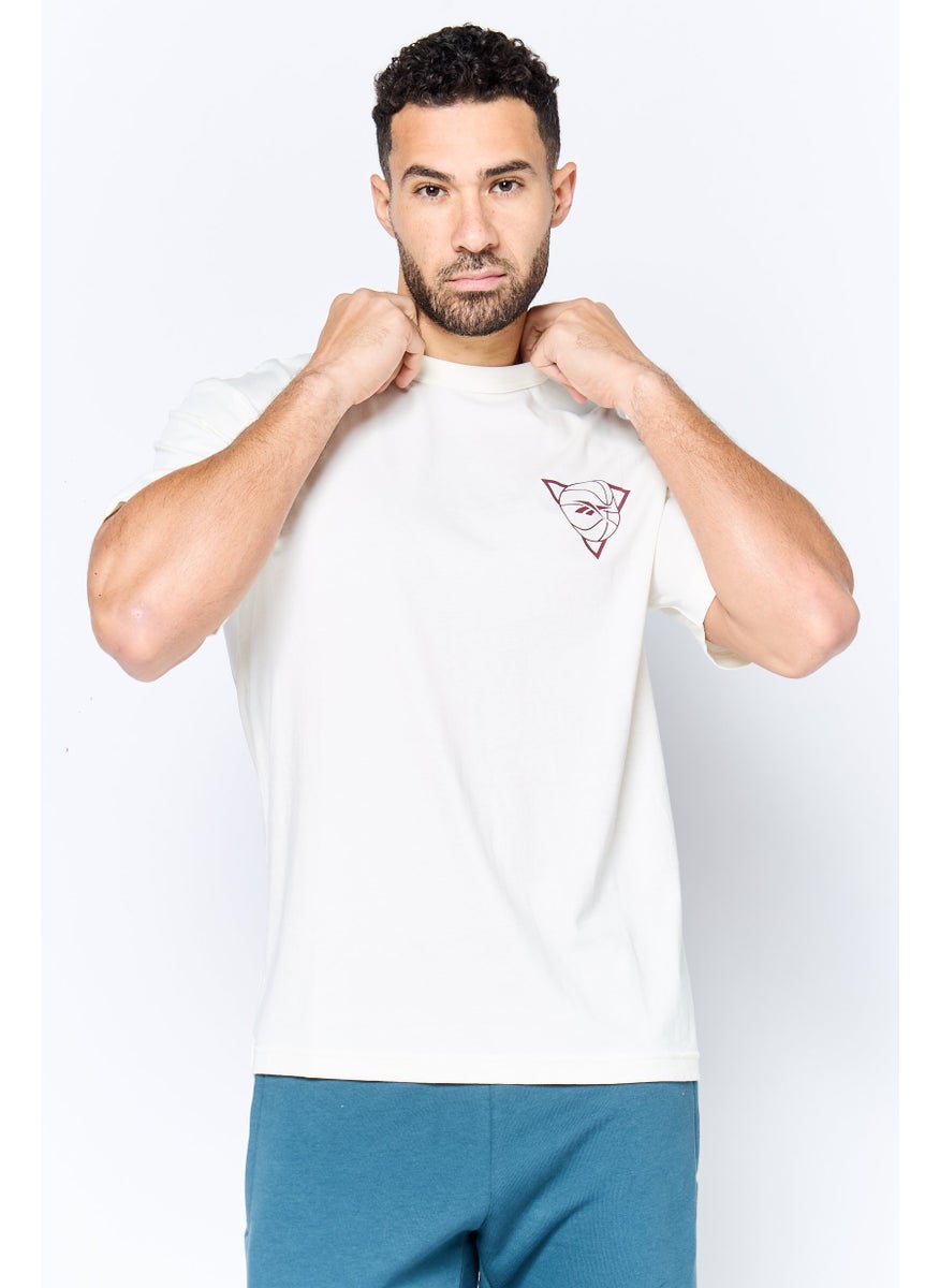 Men Sportswear Fit Short Sleeves Basketball T-Shirt, Cream