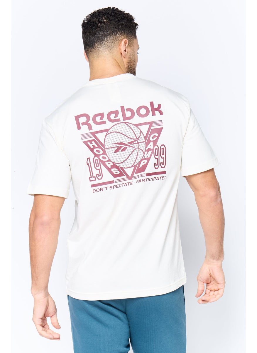 Men Sportswear Fit Short Sleeves Basketball T-Shirt, Cream