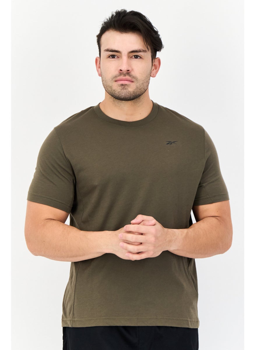 Men Sportswear Fit Short Sleeve Outdoor T-Shirt, Dark Olive