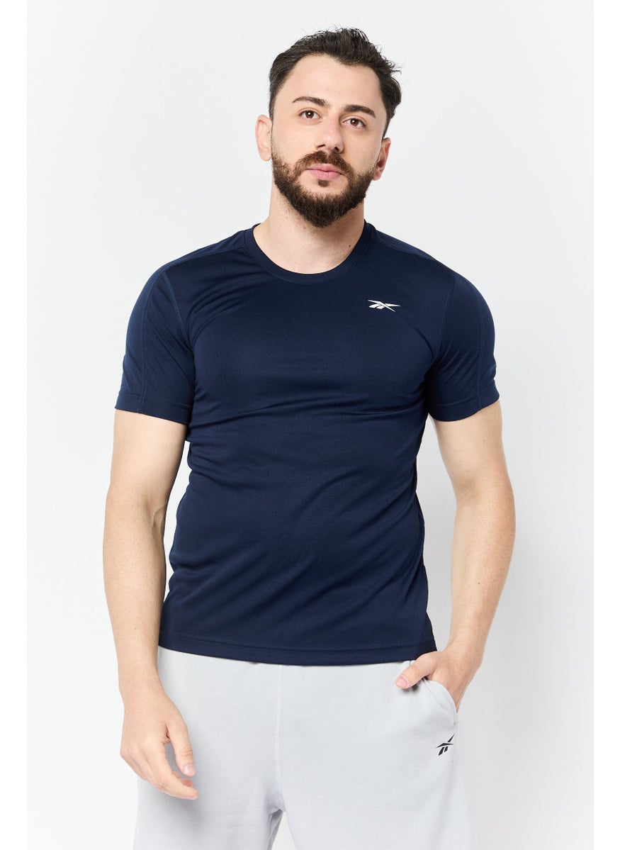 Men Sportswear Fit Short Sleeves Training T-shirt, Navy Blue