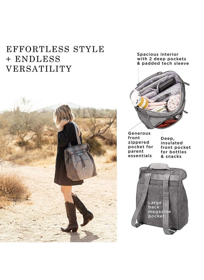 Petunia Pickle Bottom Cinch Convertible Backpack - Baby Bag - Baby Diaper Bag for Parents - Baby Backpack Diaper Bag - Stylish, Spacious, Secure Backpack for Busy Modern Moms & Dads - Shadow Leopard