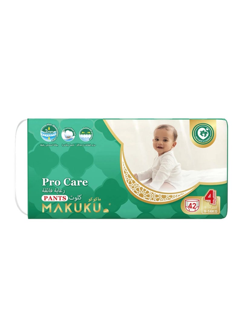 MAKUKU Premium Procare Pant Style Diapers - 42 Pieces, Size 4, 9-14kg, Super Absorbent, Leak-Proof, Wetness Indicator