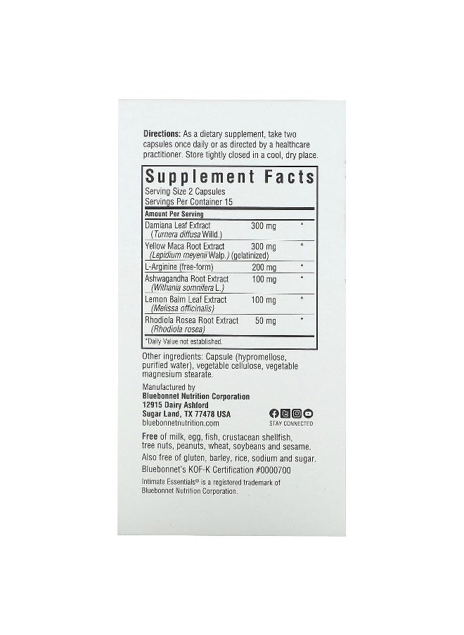 Bluebonnet Nutrition, Intimate Essentials, For Her, 30 Vegetable Capsules