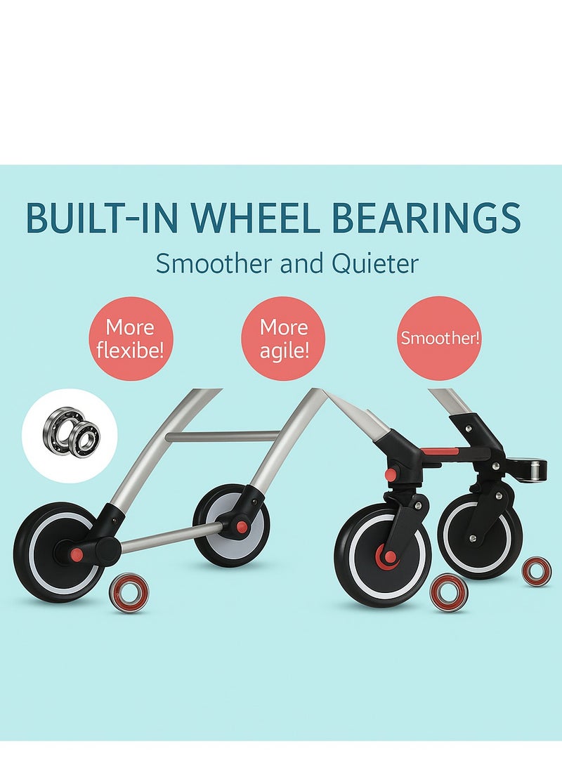 Lightweight Baby Stroller Coffee Color with Rose Gold Frame | Compact Fold, Adjustable Reclining, 5-Point Safety Harness, Smooth Wheels for Travel