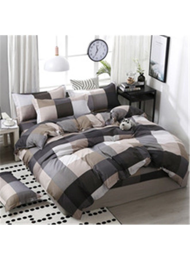 4-Piece European Style Checked Printed Duvet Cover Set Polyester,Cotton Grid Plaid Duvet Cover Set Modern Reversible Checkered Bedding Set Hotel Quality 4 Pieces Duvet Comforter Cover Luxury Soft Zipper Closure Bedding Collection