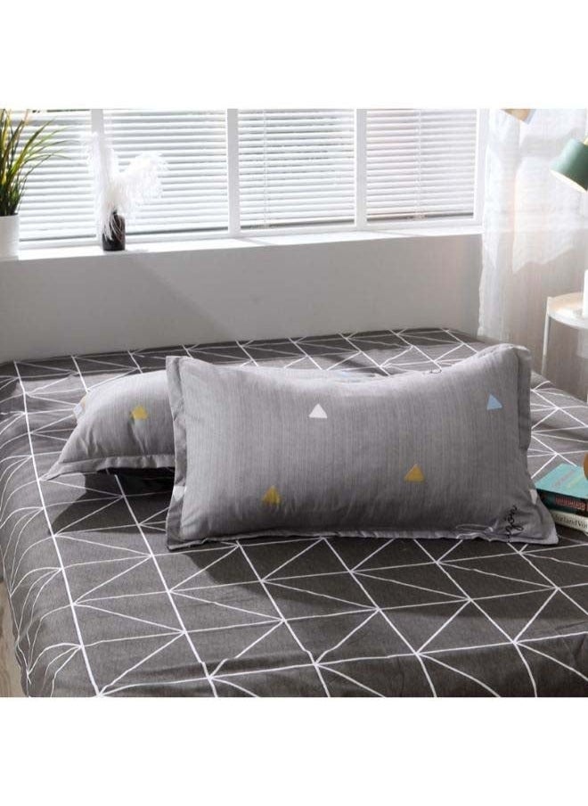 4-Piece Printed Duvet Cover Set Polyester Grey，Gray Duvet Cover Set Twin,Charcoal Grid Simple Geometric Square Pattern Comforter Cover