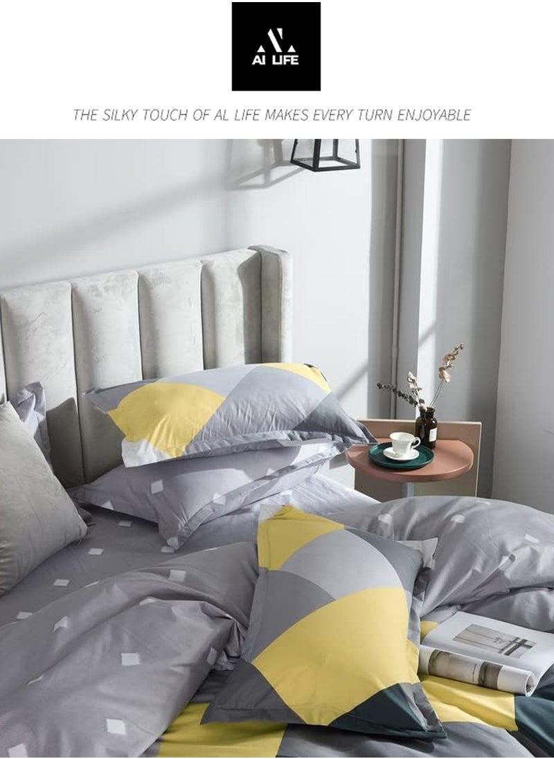 AI LIFE Super King Size 6-Pieces Duvet Cover Set-Premium Durable Bedsheet-Simple Design For All Season.