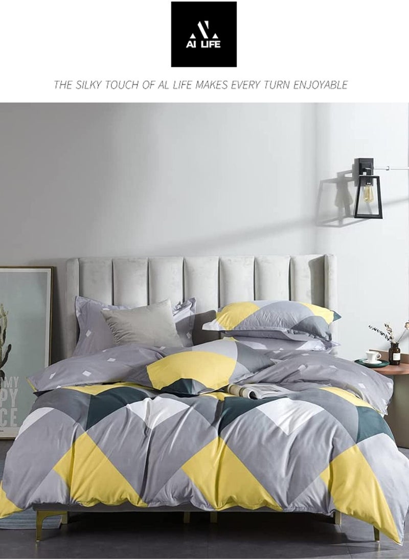 AI LIFE Super King Size 6-Pieces Duvet Cover Set-Premium Durable Bedsheet-Simple Design For All Season.