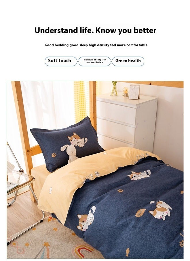 4-Piece European Style Luxury Jacquard Single Bedding Set Polyester Multicolour，4 Pieces Construction Toddler Bedding Set for Boys Engineering Vehicle Toddler Bed Set