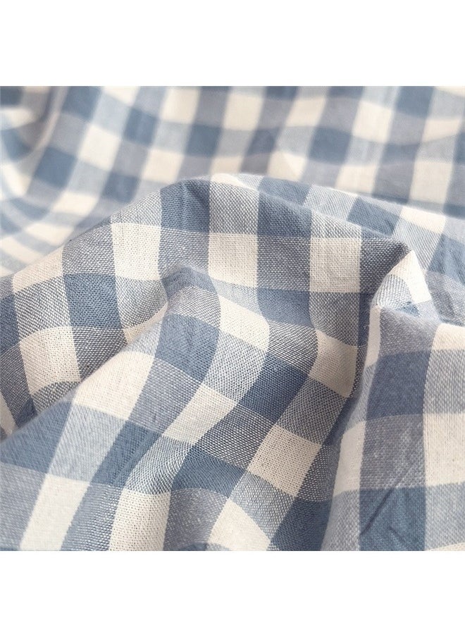 4-Piece European Style Jacquard Duvet Cover Set Polyester blue，Washed Cotton Plaid Comforter Cover Set, Blue Ultra-Soft & Lightweight Cottage Bedding Set