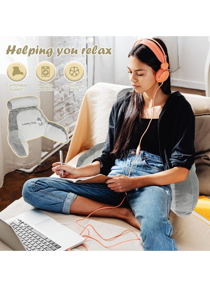 2 In 1 Reading Pillow with Shredded Memory Foam Backrest Pillow with Arm for Home Office，Removable Sofa and Bedside Cushion Soft Reading Back Support Rest Pillow for Work Gaming Watching TV（75×50CM）