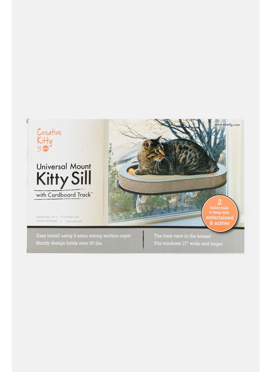 Universal Mount Kitty Sill With Cardboard Track 61 W x 36 D cm, Grey Combo
