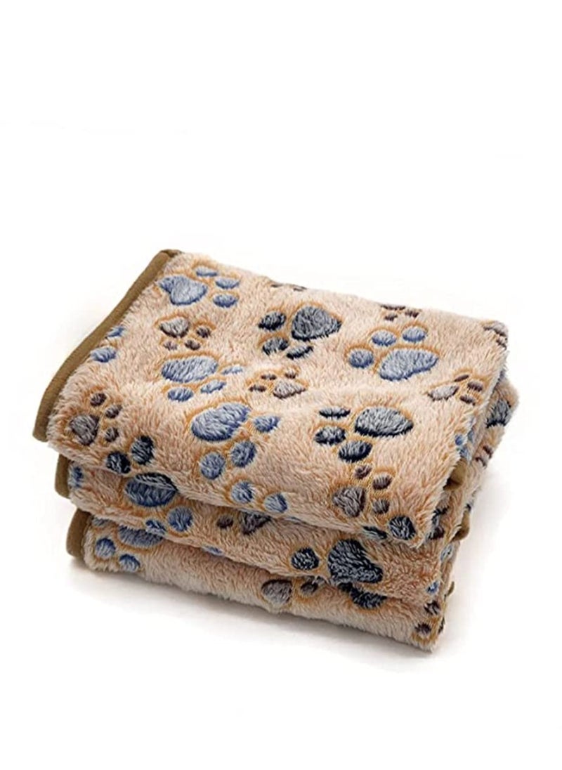 3 Pack Puppy Blankets Super Soft Warm Sleep Mat Paw Print Blanket Fluffy Premium Fleece Pet Blanket Flannel Throw Dog Washable Blankets for Dogs Puppy Cat