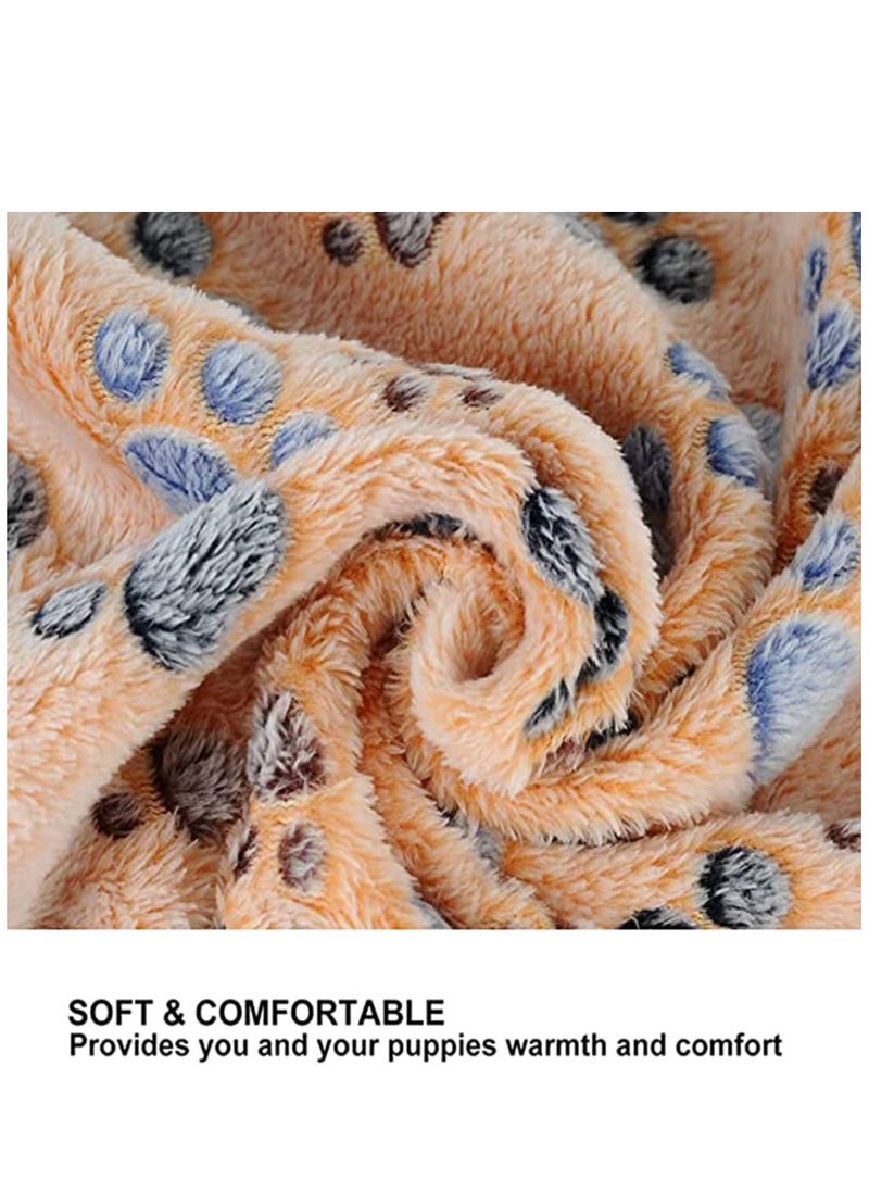 3 Pack Puppy Blankets Super Soft Warm Sleep Mat Paw Print Blanket Fluffy Premium Fleece Pet Blanket Flannel Throw Dog Washable Blankets for Dogs Puppy Cat