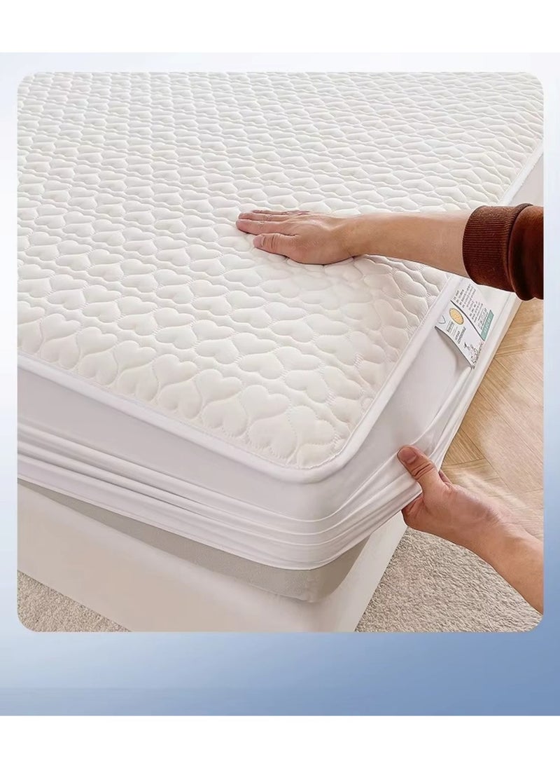 Waterproof Fitted Bedding Topper Set King Size 180x200 cm, White, Includes 2 Pillowcases