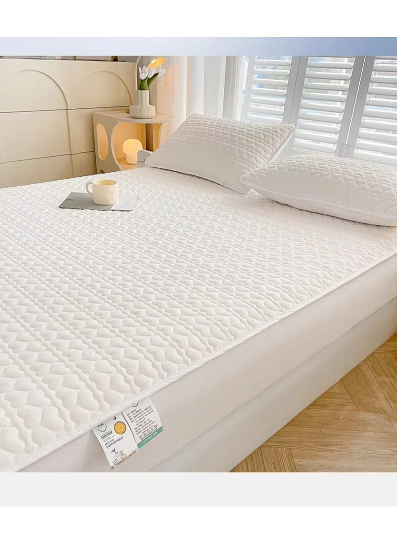 Waterproof Fitted Bedding Topper Set King Size 180x200 cm, White, Includes 2 Pillowcases