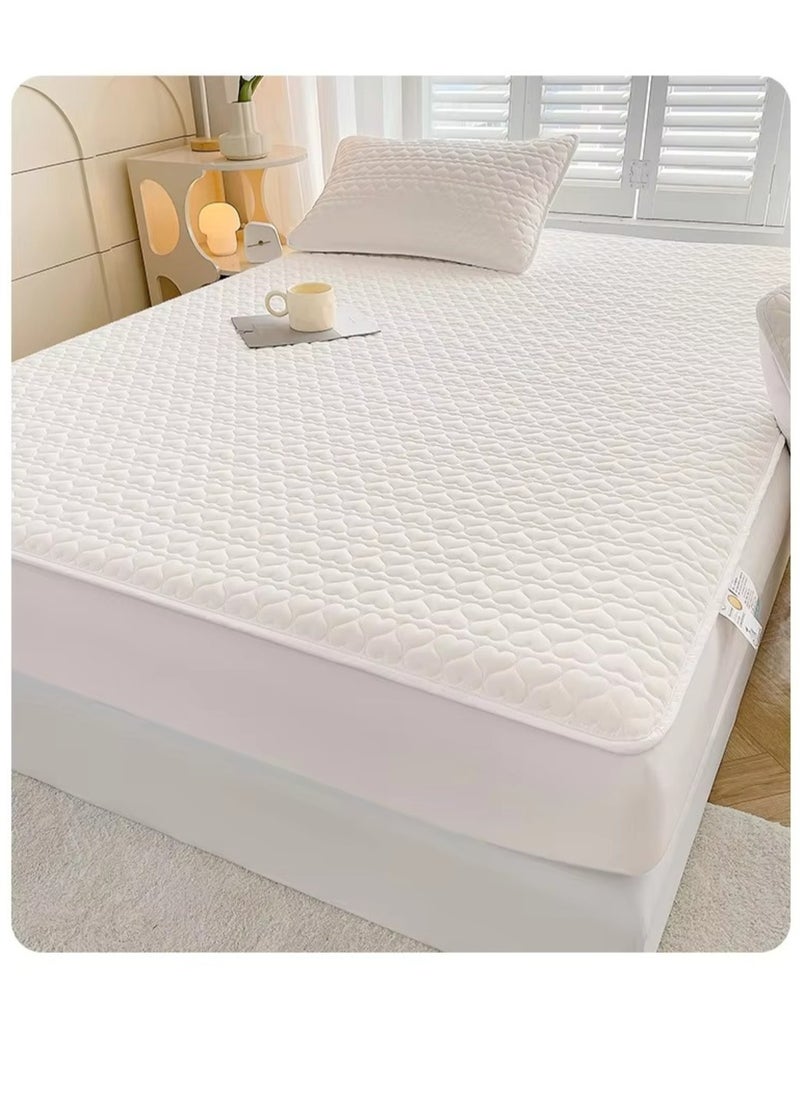 Waterproof Fitted Bedding Topper Set King Size 180x200 cm, White, Includes 2 Pillowcases