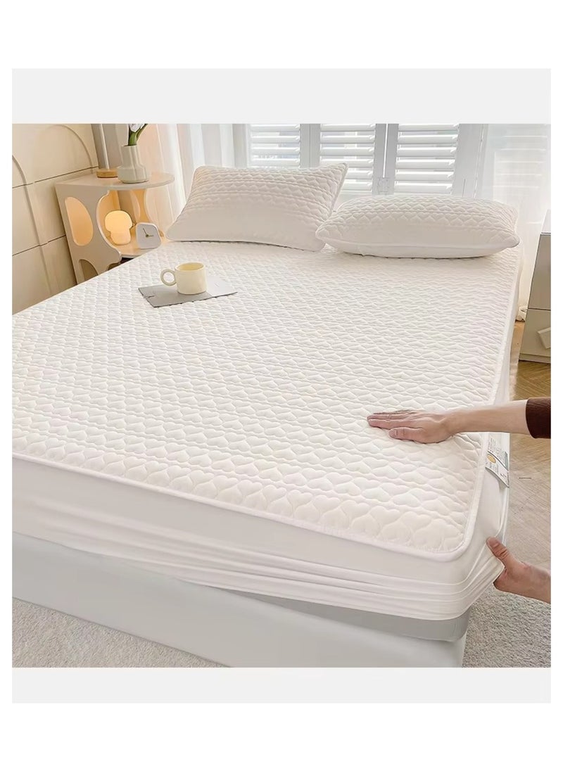 Waterproof Fitted Bedding Topper Set King Size 180x200 cm, White, Includes 2 Pillowcases