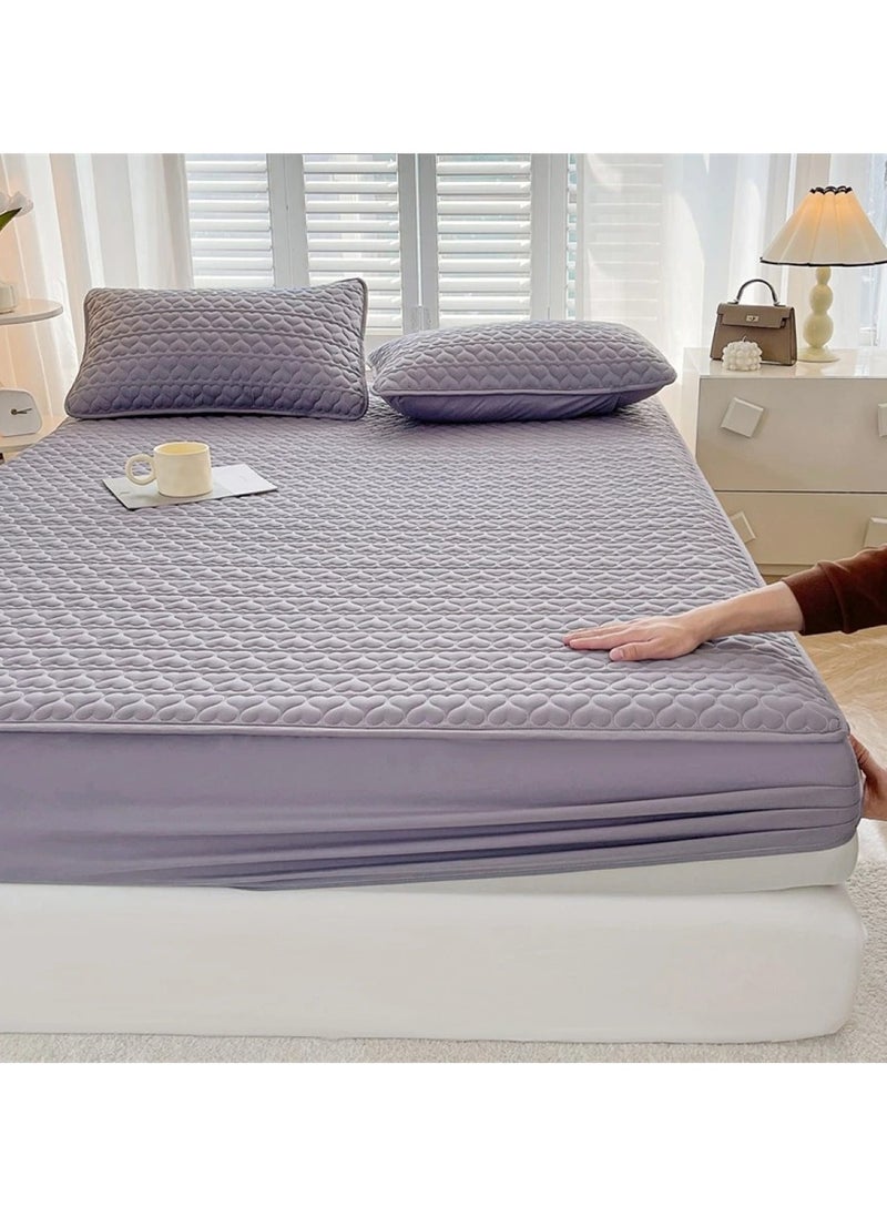 Waterproof Fitted Bedding Topper Set King Size 180x200 cm, Dark Grey Includes 2 Pillowcases