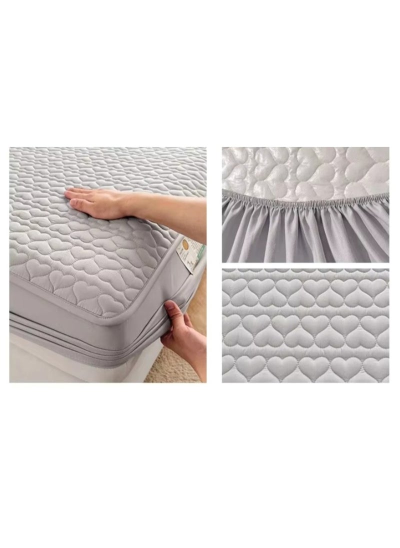 Waterproof Fitted Bedding Topper Set King Size 200 x 200 cm, Grey , Includes 2 Pillowcases