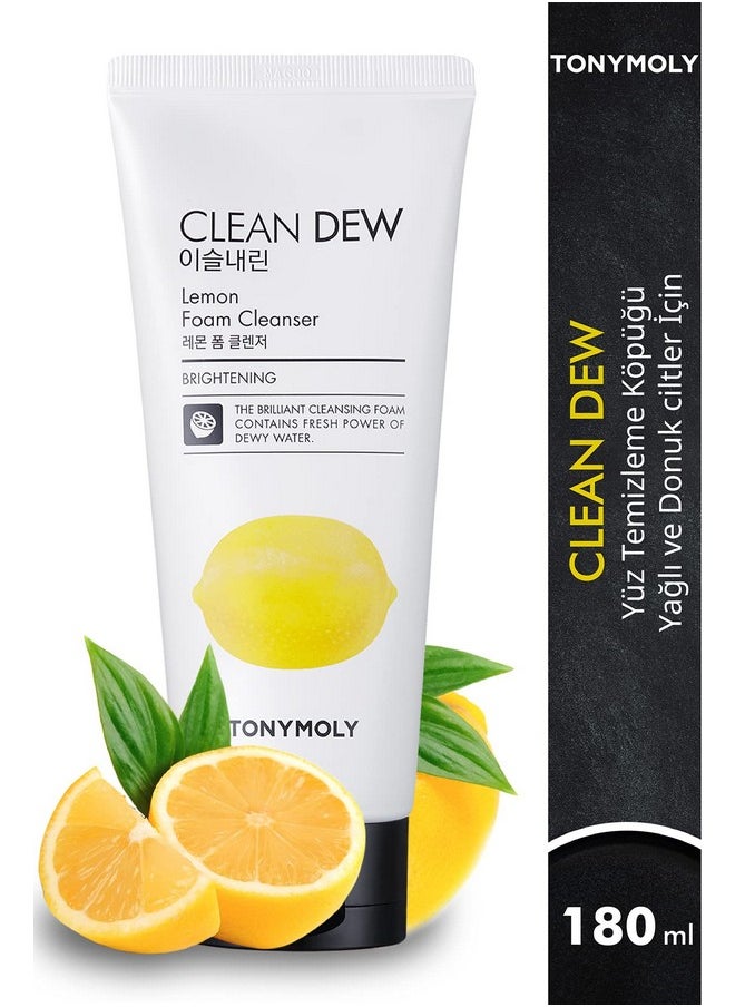 TONYMOLY Clean Dew Lemon Foam Cleanser, Lemon, 6 Fl Oz