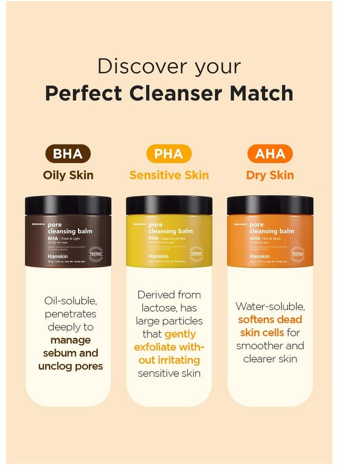 Hanskin AHA Pore Cleansing Balm, For Dry Skin, Exfoliating, Gentle Blackhead Cleanser and Makeup Remover Balm [AHA/2.82 oz]