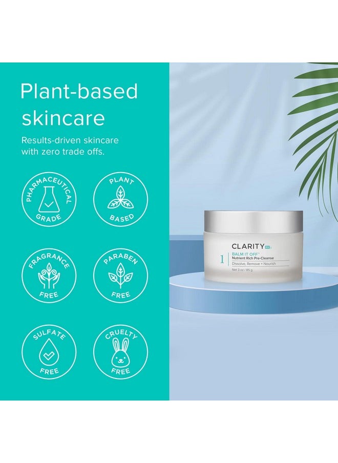 ClarityRx Balm It Off Facial Cleanser, Natural Plant-Based Pre-Cleanser for All Skin Types, Gently Dissolves Makeup, Dirt & Excess Oil (3 oz)