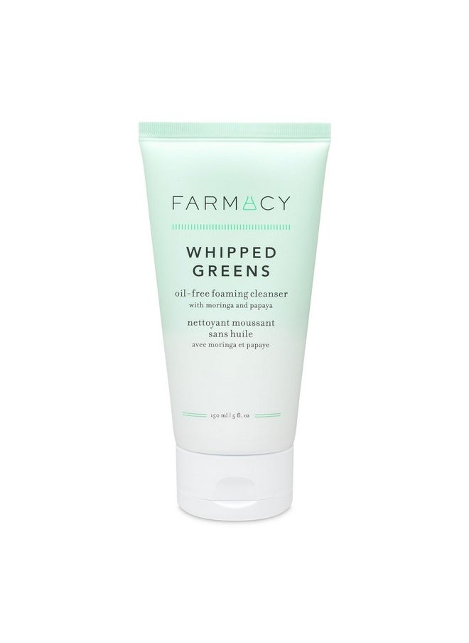 Farmacy Foaming Face Wash for Oily Skin - Whipped Greens Oil-Free Gentle Facial Cleanser + Exfoliator - Infused with Green Clay to Remove Impurities, Control Oil + Maintain Skin Hydration (150ml)