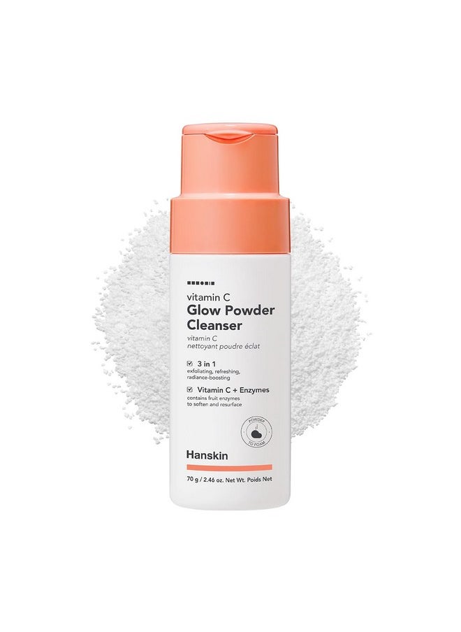Hanskin Vitamin C Glow Powder Cleanser - Gentle Face Wash for Brightening & Radiant Skin, Papaya Enzyme Powder Facial Cleanser for Dry Skin, Exfoliating & Refreshing Korean Skincare [2.36 fl oz.]