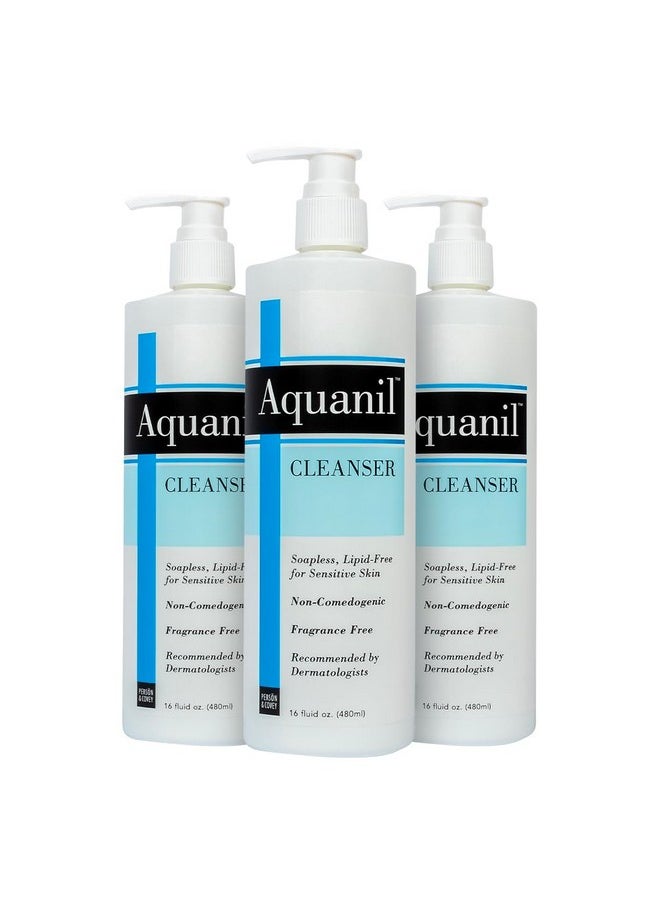 Person & Covey Aquanil Cleanser - Lipid-Free Sensitive Skin Cleanser, Non-Comedogenic Gentle Cleanser - Soap Free Cleanser with 7 Ingredients, Fragrance-Free Skin Care Cleanser - 3 Pack, 16 Fl. Oz.